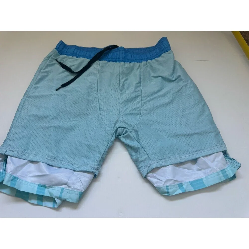 NWT Cozople Men’s Swim Trunks Blue Palm Tree Print Quick Dry Shorts Size M NWT